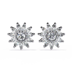 Sunburst Diamond Halo Stud Earrings