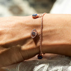Rose Gold Evil Eye Charm Bracelet – Blue Teardrop Protection Jewelry