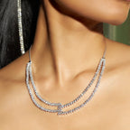 Double Row Diamond Choker Necklace in White Gold – Elegant Statement Jewelry