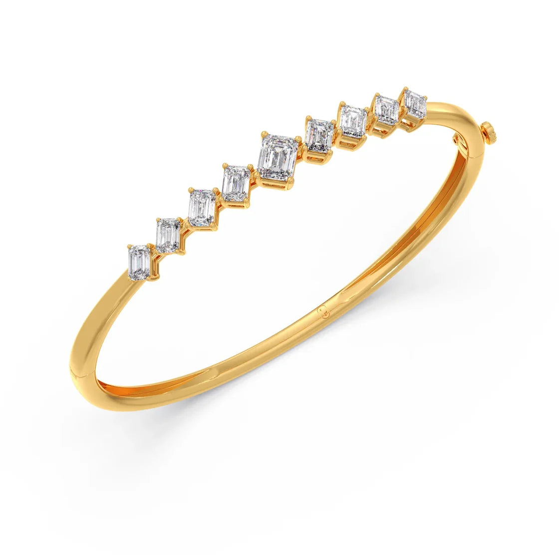 Baguette Diamond Bangle in Yellow Gold – Elegant & Stylish Bracelet