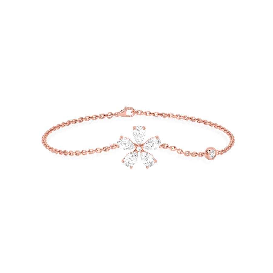 Gold Floral Diamond Bracelet – Elegant & Sparkling Jewelry for Women