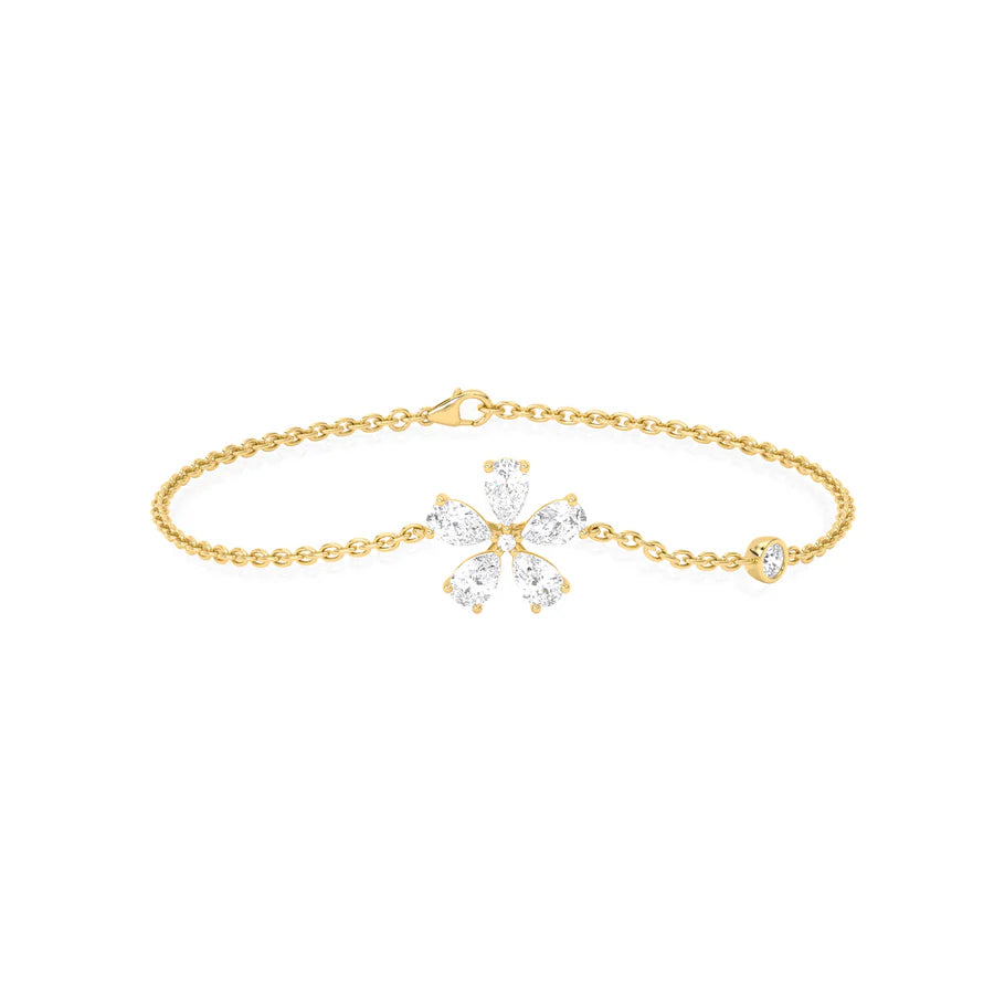 Gold Floral Diamond Bracelet – Elegant & Sparkling Jewelry for Women