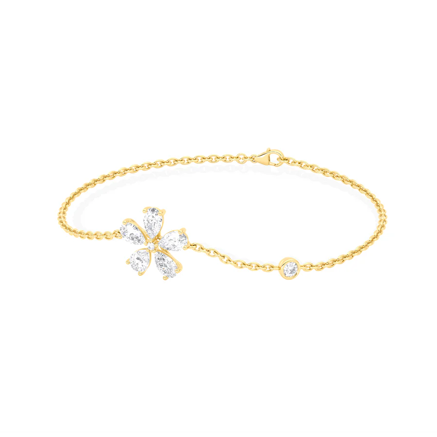 Gold Floral Diamond Bracelet – Elegant & Sparkling Jewelry for Women