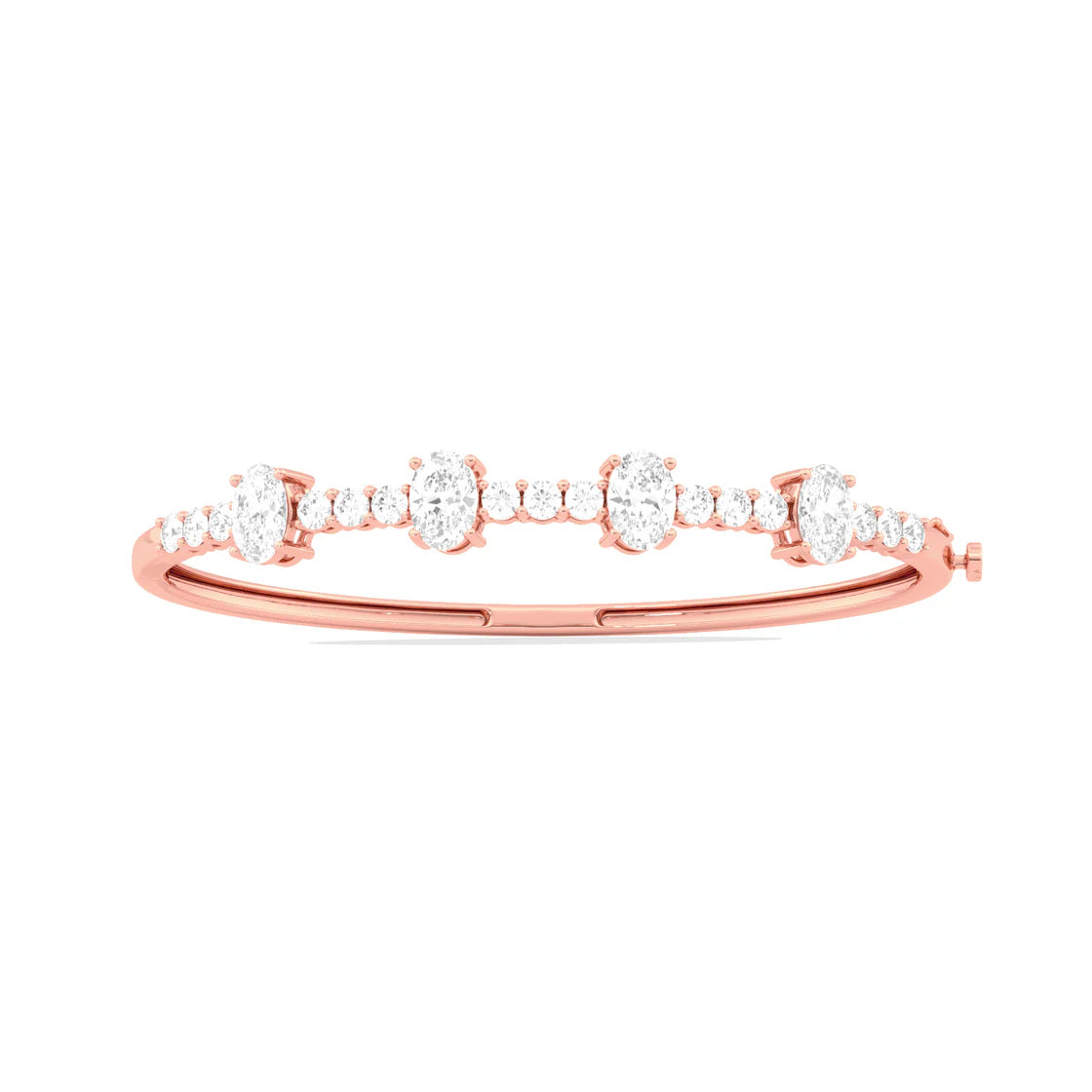 Oval Diamond Bangle Bracelet in Yellow Gold | Classic Open-Top Design | Elegant Fine Jewelry
