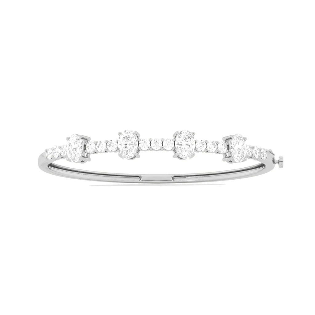 Oval Diamond Bangle Bracelet in Yellow Gold | Classic Open-Top Design | Elegant Fine Jewelry