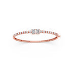 Emerald Cut Diamond Bangle for Women – Classic Gold Bracelet with Round Diamonds