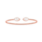 Marquise Diamond Open Bangle in Yellow Gold – Minimal Twist Bypass Design