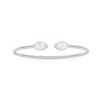 Marquise Diamond Open Bangle in Yellow Gold – Minimal Twist Bypass Design