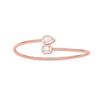 Yellow Gold Open Bangle Bracelet – Teardrop & Emerald Cut Diamond