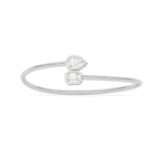 Yellow Gold Open Bangle Bracelet – Teardrop & Emerald Cut Diamond