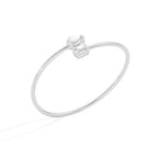 Yellow Gold Open Bangle Bracelet – Teardrop & Emerald Cut Diamond