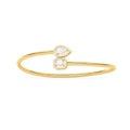 Yellow Gold Open Bangle Bracelet – Teardrop & Emerald Cut Diamond