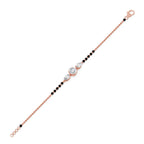 Mangalsutra Bracelet with Round and Pear Diamonds – Black Beads & Gold Chain