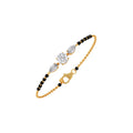 Mangalsutra Bracelet with Round and Pear Diamonds – Black Beads & Gold Chain