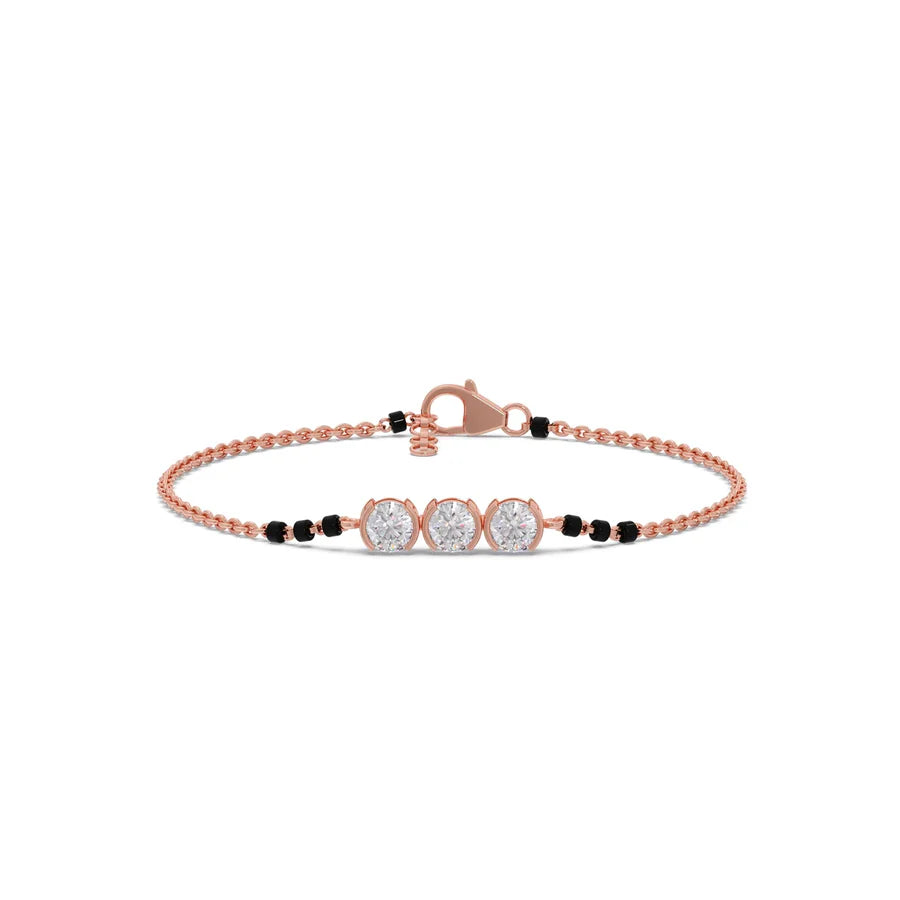 Triple Diamond Mangalsutra Bracelet for Women – Minimal Gold Design