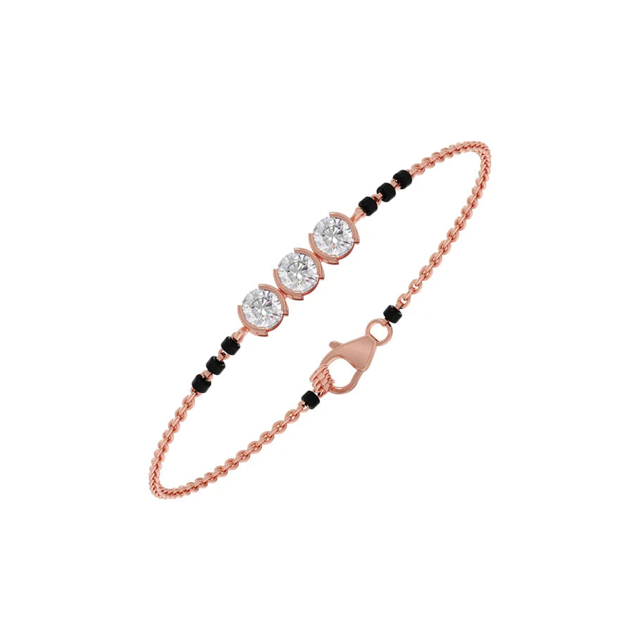 Triple Diamond Mangalsutra Bracelet for Women – Minimal Gold Design