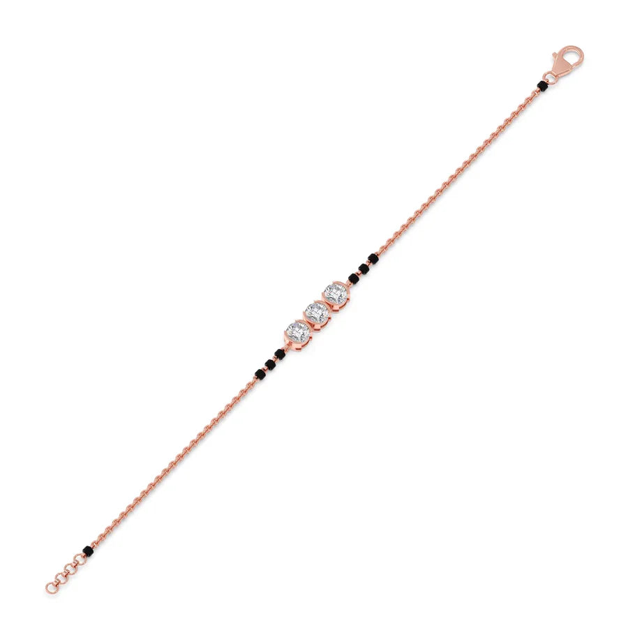 Triple Diamond Mangalsutra Bracelet for Women – Minimal Gold Design