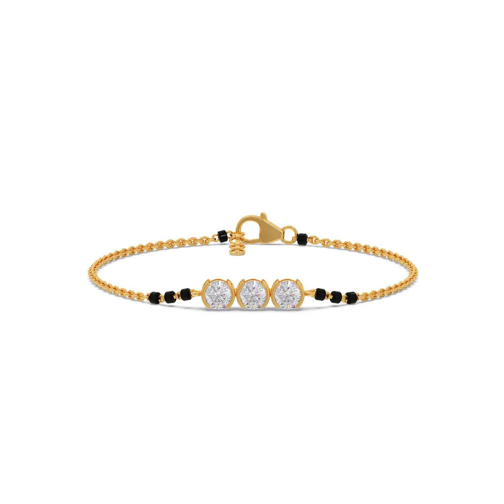 Triple Diamond Mangalsutra Bracelet for Women – Minimal Gold Design