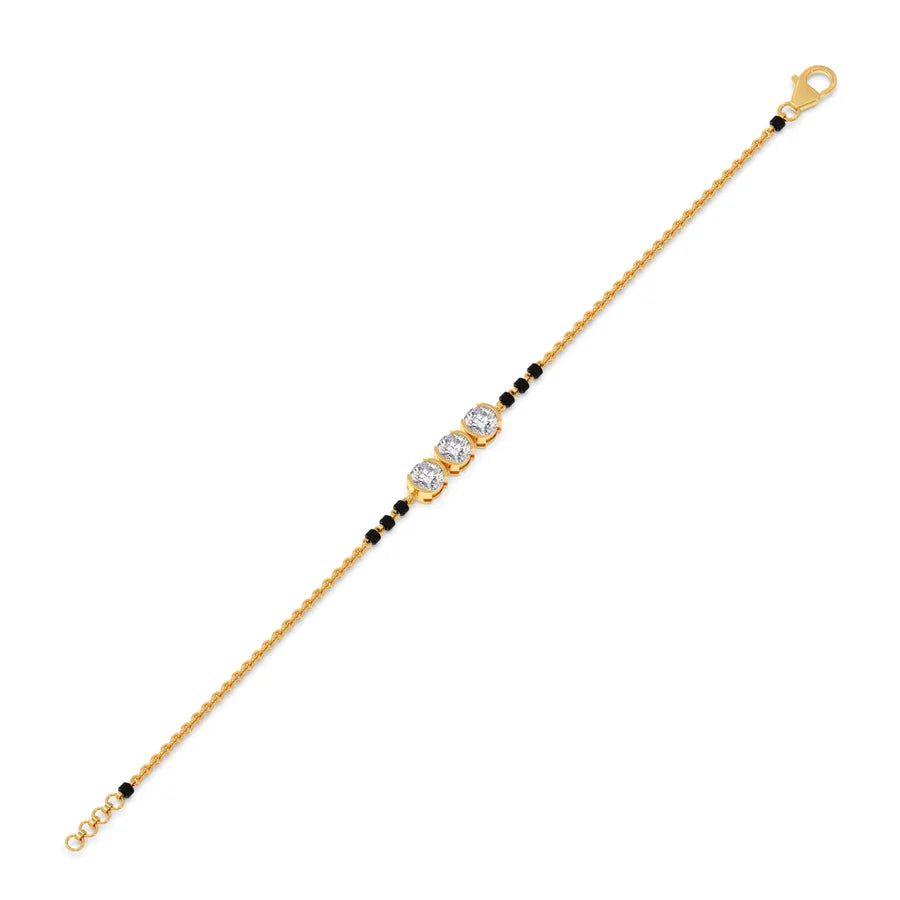 Triple Diamond Mangalsutra Bracelet for Women – Minimal Gold Design