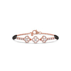 Floral Diamond Mangalsutra Bracelet – Yellow Gold Chain with Black Beads