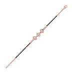 Floral Diamond Mangalsutra Bracelet – Yellow Gold Chain with Black Beads