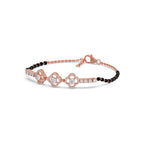 Floral Diamond Mangalsutra Bracelet – Yellow Gold Chain with Black Beads