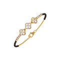 Floral Diamond Mangalsutra Bracelet – Yellow Gold Chain with Black Beads