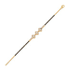 Floral Diamond Mangalsutra Bracelet – Yellow Gold Chain with Black Beads