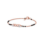 Infinity Diamond Mangalsutra Bracelet – Black Beads & Yellow Gold Chain