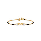 Infinity Diamond Mangalsutra Bracelet – Black Beads & Yellow Gold Chain