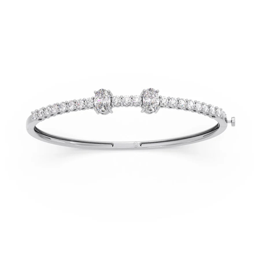 Oval Diamond Bangle Bracelet in Gold – Elegant Women’s Jewelry