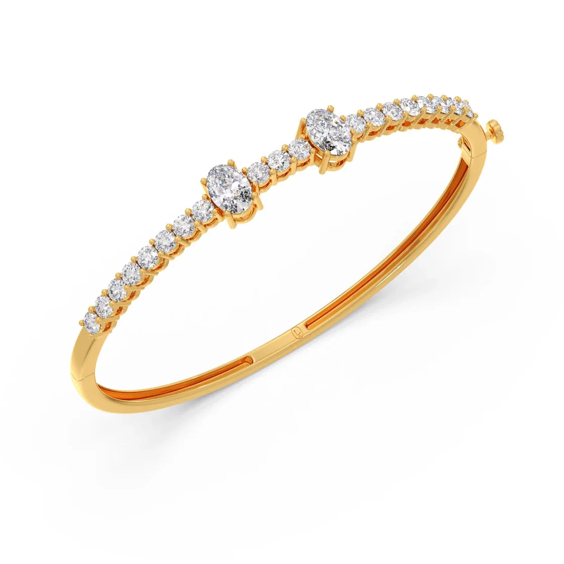 Oval Diamond Bangle Bracelet in Gold – Elegant Women’s Jewelry