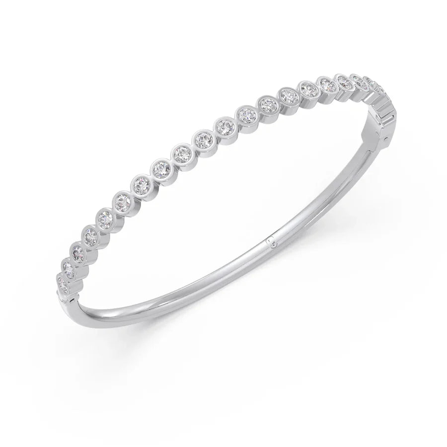 Yellow Gold Diamond Bezel Bangle – Minimal Luxury Bracelet