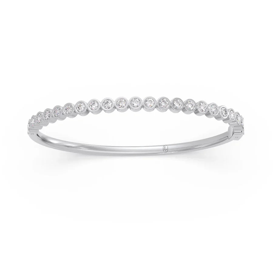 Yellow Gold Diamond Bezel Bangle – Minimal Luxury Bracelet