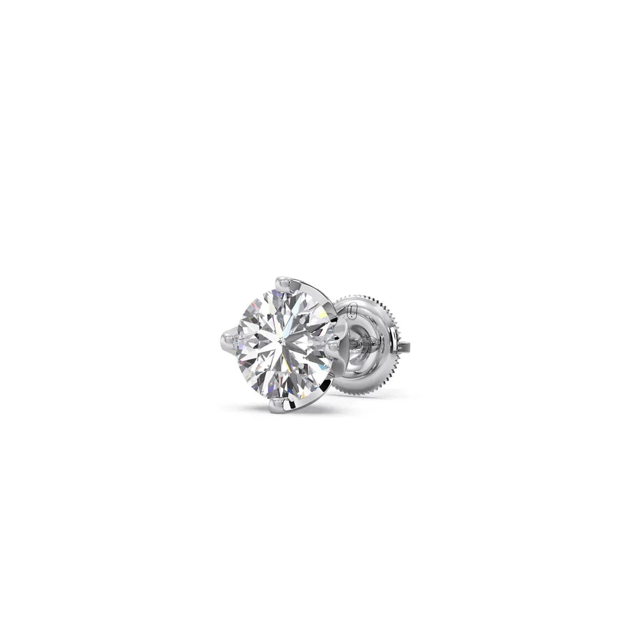 White Gold Solitaire Diamond Stud Earrings for Women – Timeless Round Cut Sparkle