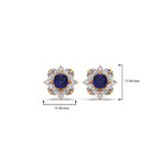 Blue Sapphire Floral Diamond Stud Earrings – Real Gold Elegant Jewelry