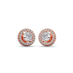 Double Halo Round Stud Diamond Earrings – Yellow Gold