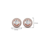 Double Halo Round Stud Diamond Earrings – Yellow Gold