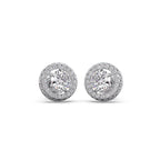 Double Halo Round Stud Diamond Earrings – Yellow Gold