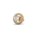 Double Halo Round Stud Diamond Earrings – Yellow Gold