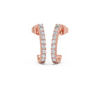 Diamond Curve Bar Earrings in Yellow Gold – Elegant Minimalist Sparkle Hoops