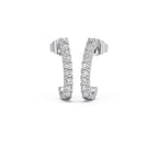 Diamond Curve Bar Earrings in Yellow Gold – Elegant Minimalist Sparkle Hoops
