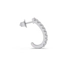 Diamond Curve Bar Earrings in Yellow Gold – Elegant Minimalist Sparkle Hoops
