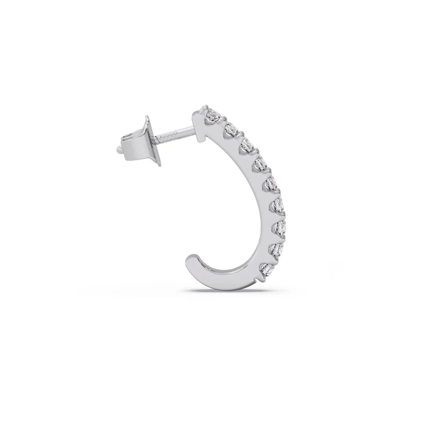 Diamond Curve Bar Earrings in Yellow Gold – Elegant Minimalist Sparkle Hoops