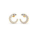 Crescent Moon Diamond Earrings for Women – Yellow Gold with Pear Cut Sparkle