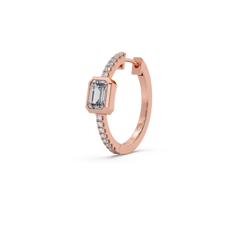 Emerald-Cut Hoop Diamond Earrings – Yellow Gold