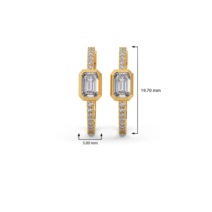 Emerald-Cut Hoop Diamond Earrings – Yellow Gold
