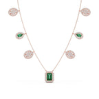 Emerald & Diamond Drop Necklace – Luxury Gold Chain with Green and White Stones