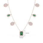 Emerald & Diamond Drop Necklace – Luxury Gold Chain with Green and White Stones