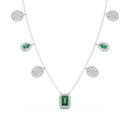 Emerald & Diamond Drop Necklace – Luxury Gold Chain with Green and White Stones
